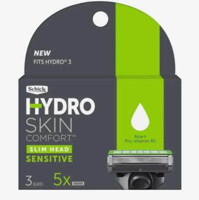 Schick Hydro Skin Comfort Slim Head Sensitive 3 Blades Aloe Vitamin B5, 5 Refill