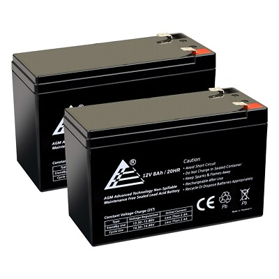 New 2 Pack of 12V 8Ah Battery Replaces UB1280