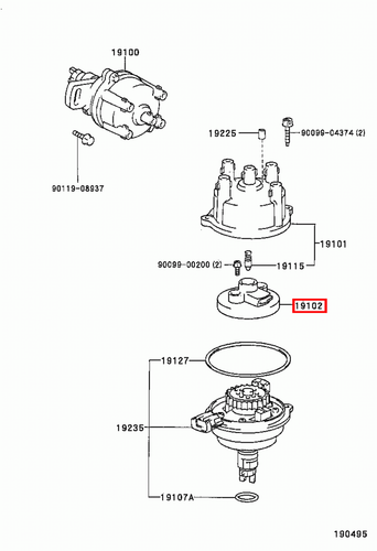 Genuine MR2 SW21 SW20 Sprinter AE101 3SGTE 5S 4AGE Distributor Cap Rotor Button - Picture 6 of 20