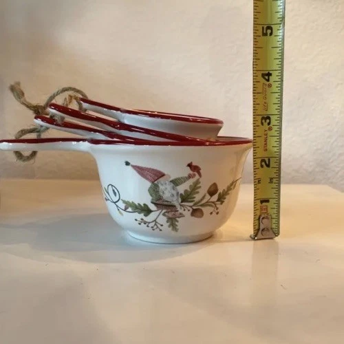Pottery Barn Forest Gnome Measuring Cups & Spoons Set Stoneware Christmas NIB - Image 4 of 4