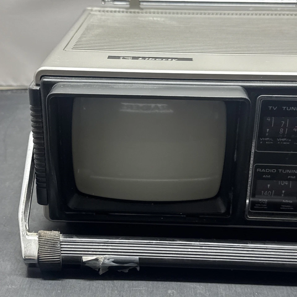 Liberty UHF VHF 1983 portátil negro blanco 5" radio AM FM #5002 Foto 2 de 4