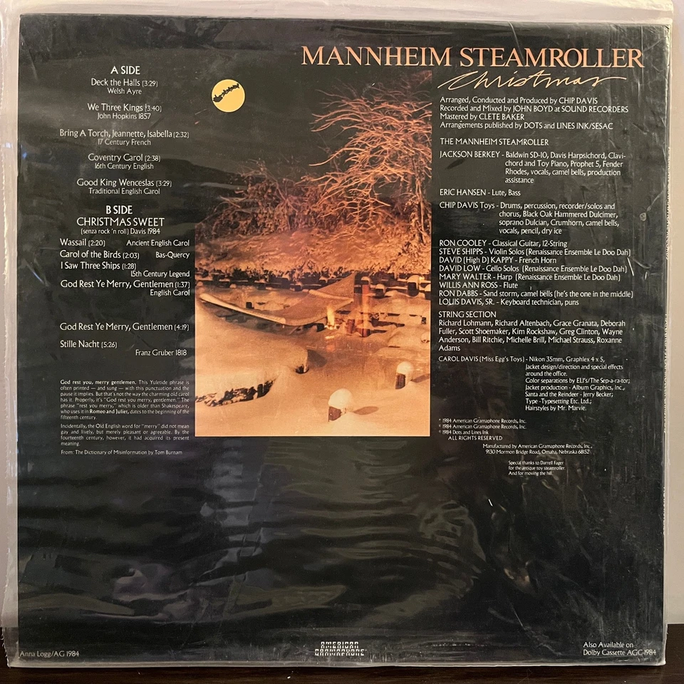 MANNHEIM STEAMROLLER - Christmas (1984) - 12" Vinyl Record LP - EX Foto 2 de 3