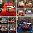 3D Cars Lightning McQueen Bedding Set Quilt Duvet Cover Pillowcase Bedroom Gift