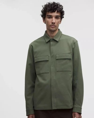 lululemon Utilitech Overshirt Shacket Jacket Green Snap/Button Front Pockets L - product listing photo