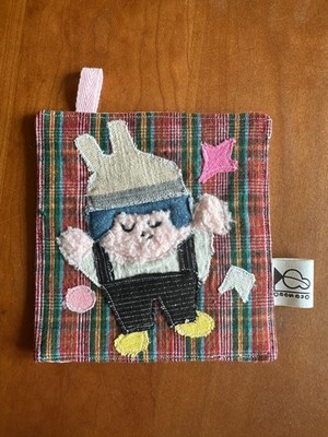Abstract Fabric painting Patchwork handmade coasters OOAK original Cartoon