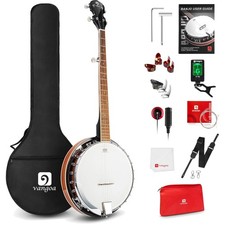 Full Size 5-String Banjo Kit with Resonator Remo Head Beginner Accessories