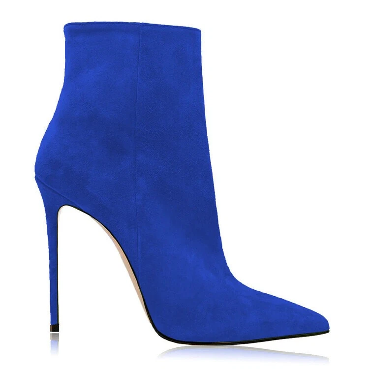 Women's Faux Suede Pointy Toe Party Ankle Boots Stilettos High Heels Pumps Dress - Image 4 of 4
