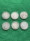 Barber Quarter Lot of 6 Circulated Coins - Some Detail with Better Dates - 👀!!