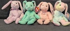 Ty Beanie Babies Lot of 4 Bunnies, Vintage, Original Tags/Protective Covers