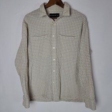 Abercrombie  Fitch Shirt Mens Medium Beige Button Front Long Sleeve Pockets 
