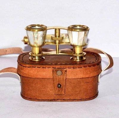 Vintage Messing Opernglas Perlmutt & Henkel Messingbeschläge Frankreich Geschenk - Bild 1 von 4
