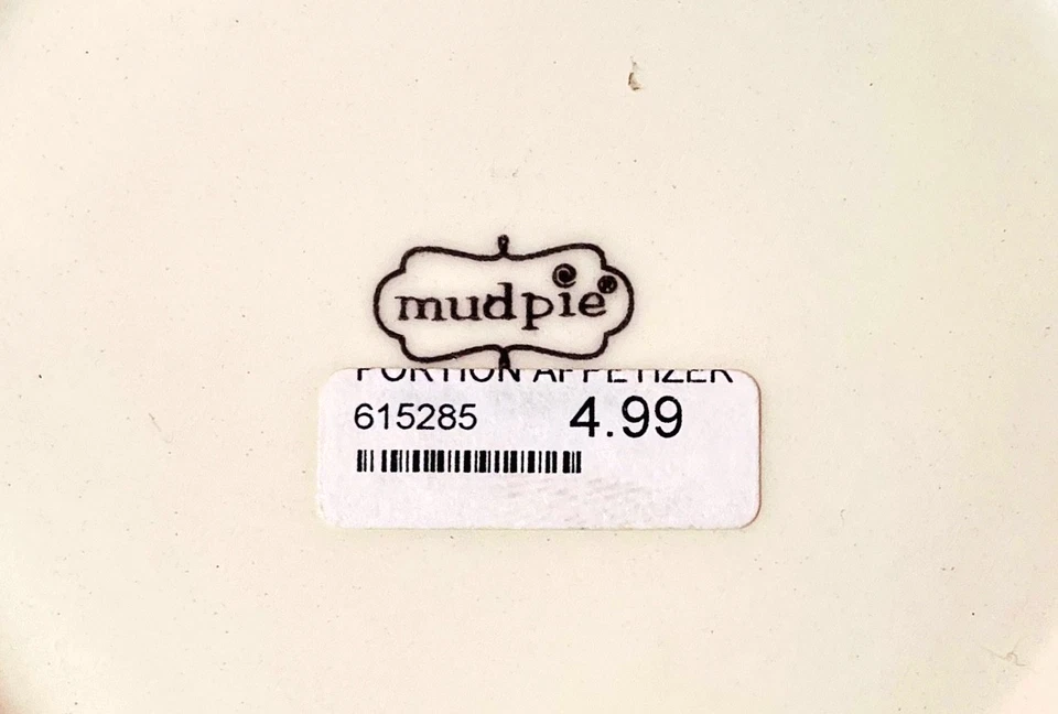 Mud Pie Ceramic Portion Plates Appetizers 5 in White Set of 2 Hors d'oeuvres - Image 4 of 4