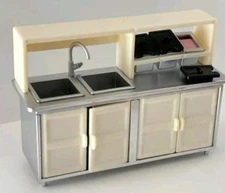 Miniature Kitchen Cabinet Model Tiny Milk Tea Medical Garage Counter 2.75x4 Inch
