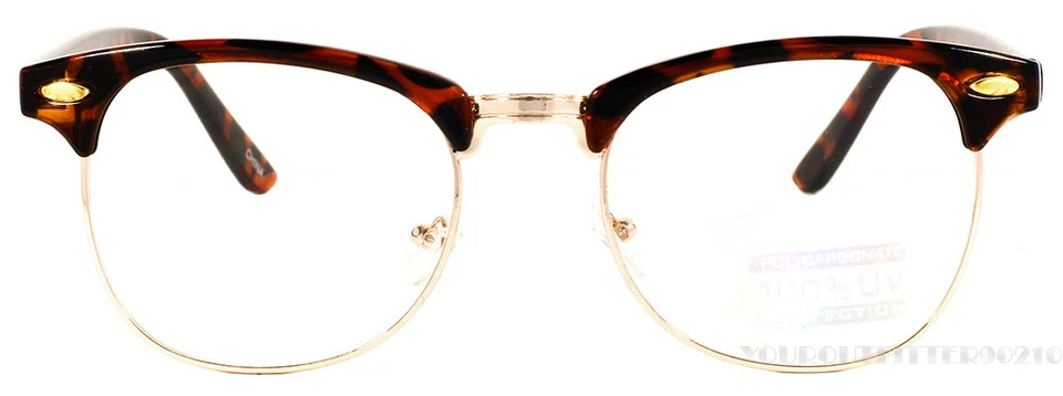 Clásico Vintage Anteojos Retro Moda Nuevo Hombre Mujer Tortuga con Lente Transparente Foto 2 de 3