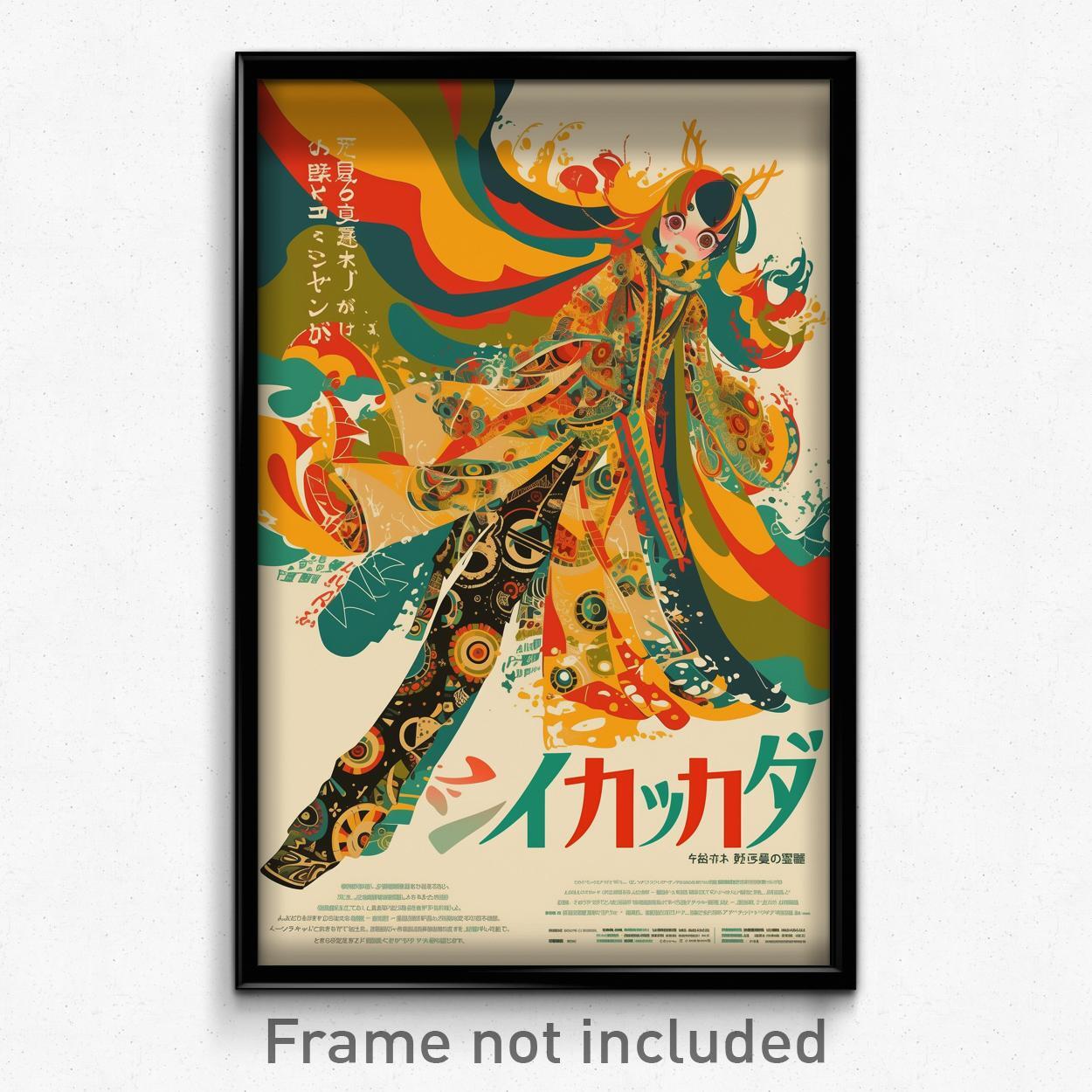 Hebrew Movie Poster - Girl Feeling Astonished, Unique Reindeer Costume (Print)