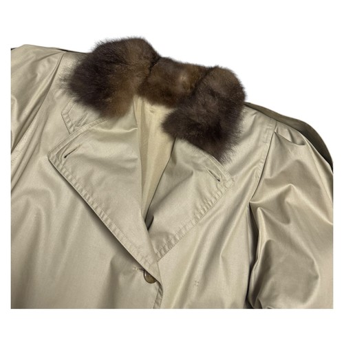 GENUINE FUR Vintage 80s Lady Western Retro Business Casual Trench Coat 2XL - Picture 2 of 7