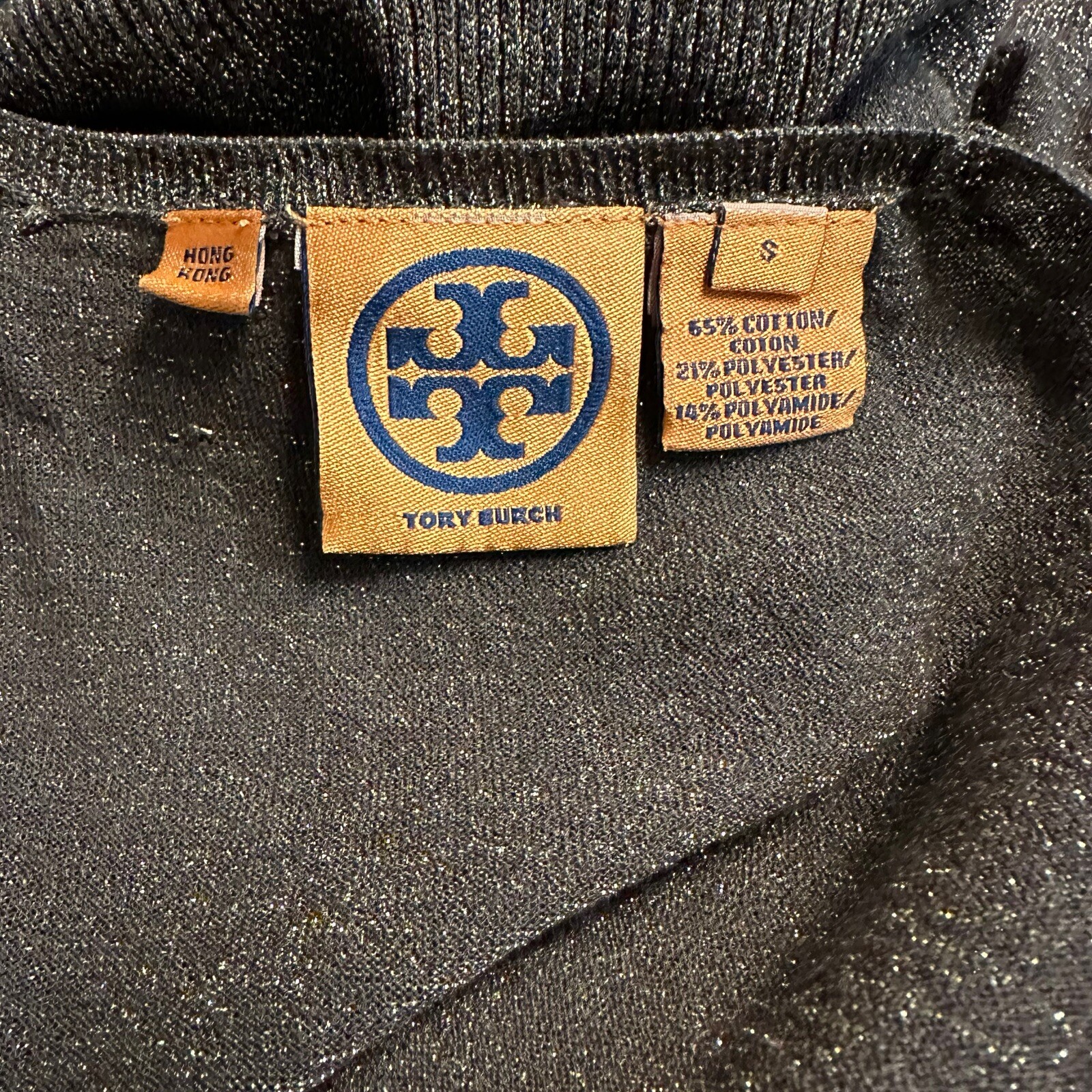 Vintage Tory Burch Women’s S Brown Gold Metallic Cardigan Sweater Logo Buttons thumbnail 5