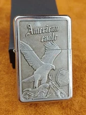 STAR-1 Steel Lighter- AMERICAN EAGLE w/ Motor Cycle Emblem #L125 NEW in Gift Box