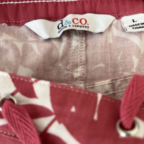 Denim & Co Skirt Womens Size Large Pink Floral Pull On Tie Waist A Line - Picture 12 of 17