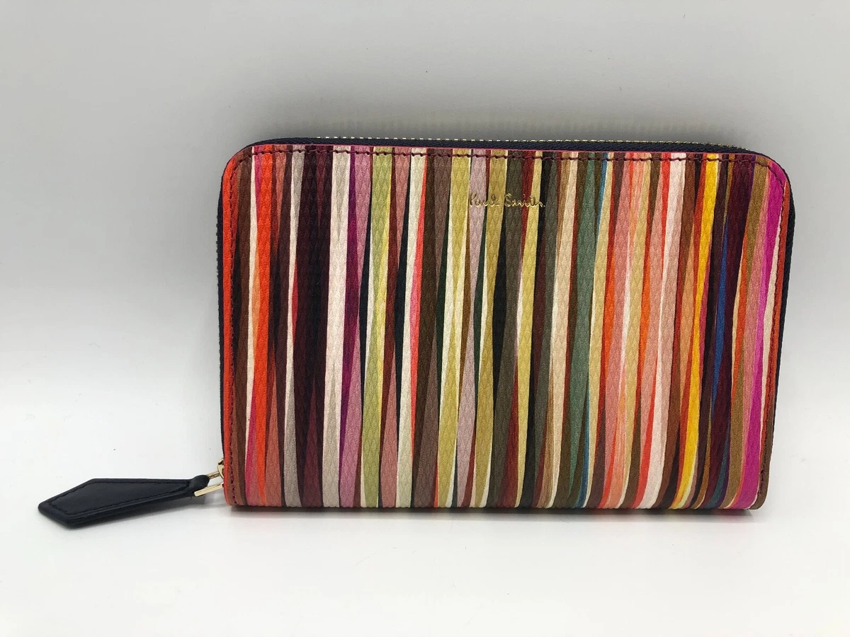 PAUL SMITH Womens Crossover Medium swirl multi stripe Leather Zip Around  PURSE 5057846841286