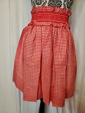 Vintage 1960's NEW UNUSED Handmade Red Gingham Smocked Half Apron.