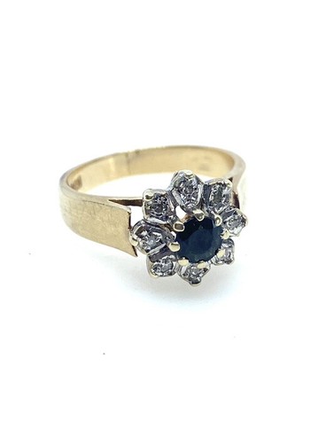 Gold Saphir Ring 9kt Gelbgold Blau Saphir Diamant Ring Vintage Ring Geschenk - Bild 7 von 16
