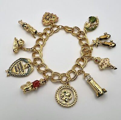 Vtg Danbury Mint/Fox Studio Shirley Temple 10 Charm Bracelet Mint