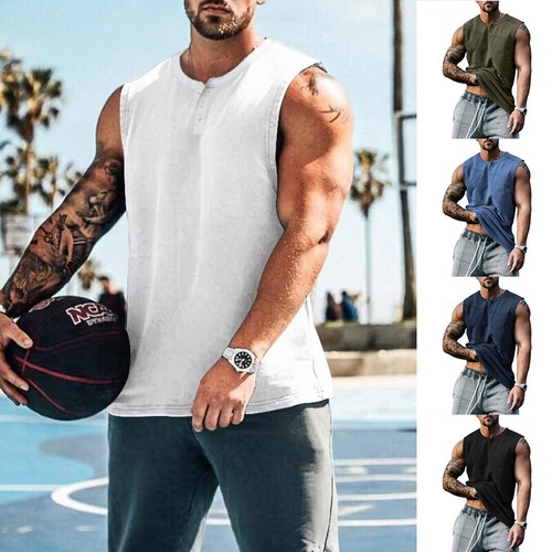 Hombres Camiseta sin mangas estampada culturismo músculo sin mangas gimnasio entrenamiento camisetas chaleco EE. UU. - Imagen 4 de 45