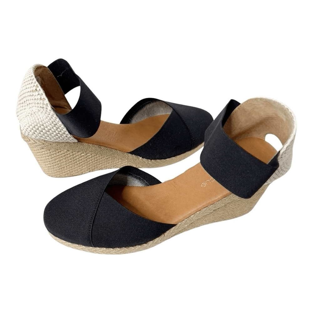 Andre Assous Women's Anouka Black Espadrille Wedge Comfort Slip On Sandal  Size 9 | eBay
