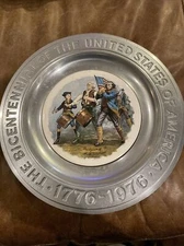 Vtg Craft American by Bon Chef - Bicentennial Spirit Of ‘76 pewter plate 10.5"