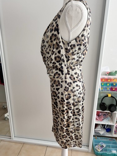 Aje Size 10 Leopard Print Cowl Neck Wrap Midi Sleeveless Dress - Picture 6 of 18