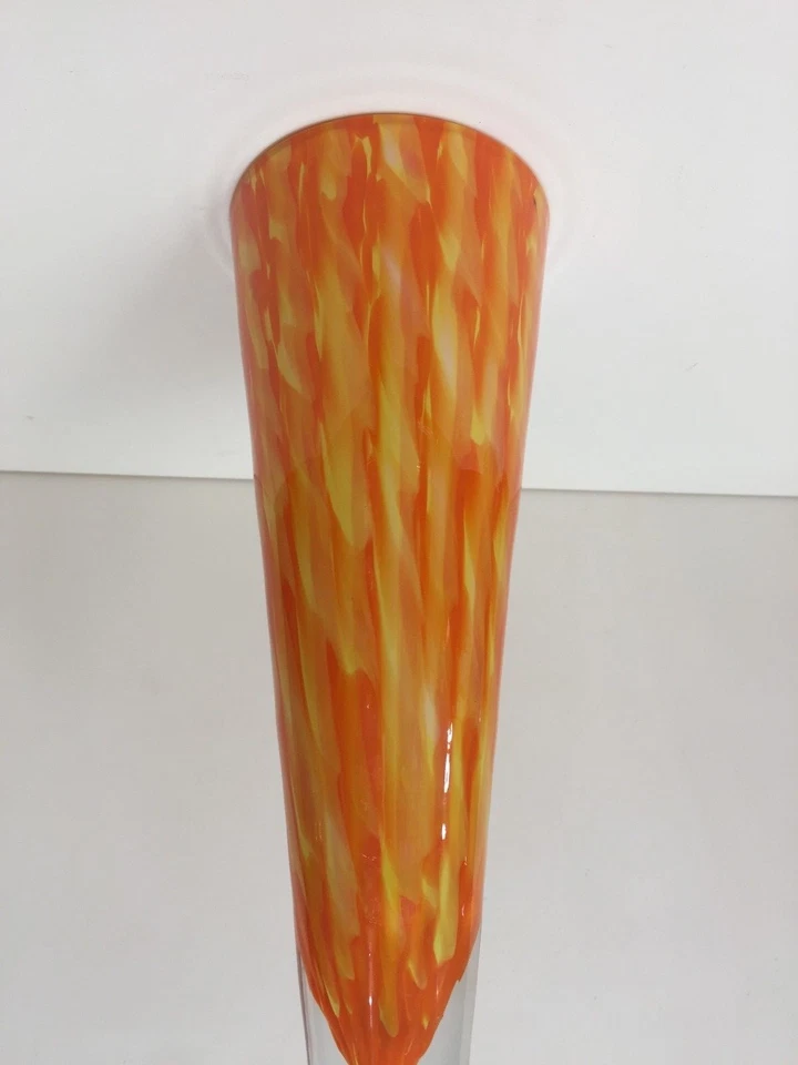 Colgante de cristal artístico de Murano Bavai conicidad naranja y amarillo pantalla de luz, 12" de alto Foto 2 de 4