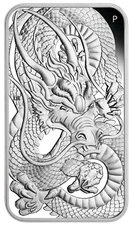 2021 DRAGON 1oz SILVER PROOF RECTANGULAR COIN AUSTRALIA 3,888 MINTAGE ONLY