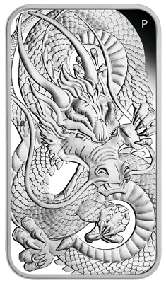 2021 DRAGON 1oz SILVER PROOF RECTANGULAR COIN AUSTRALIA 3,888