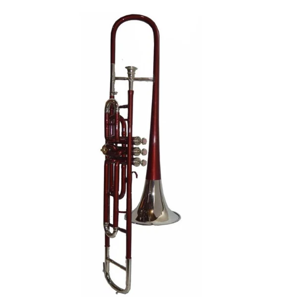 Handmade Valve Trombone Bb Red Lacquered+Nickel Plated With Hard Case+Mouthpiece - Image 4 of 4