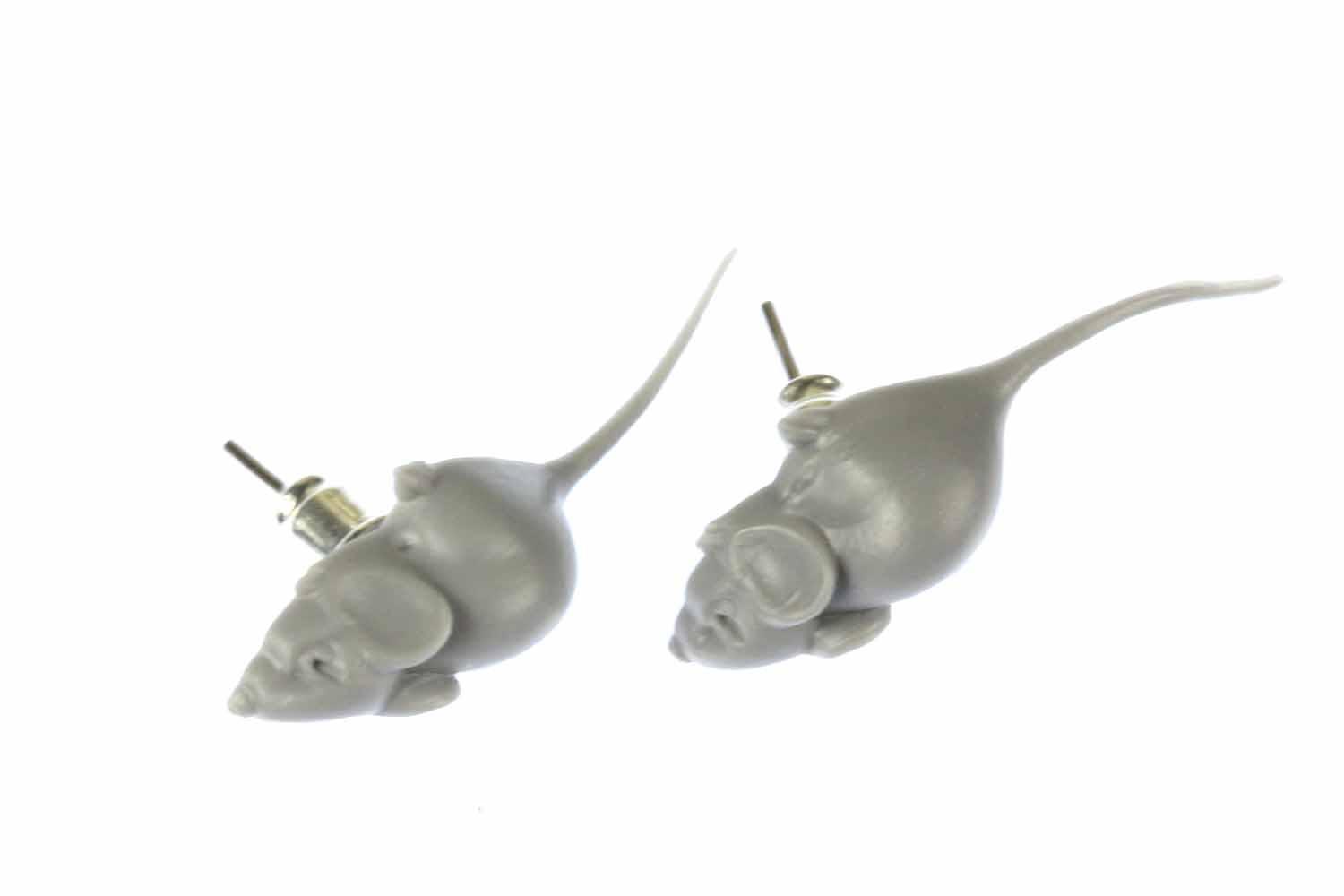 Gray Mouse Rat Stud Earrings for Miniblings Maxi Style