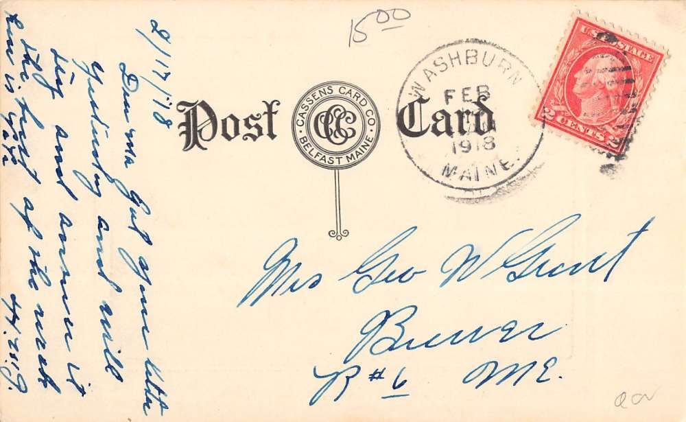 Washburn Maine Baptist Church Street View Exterior Antique Postcard