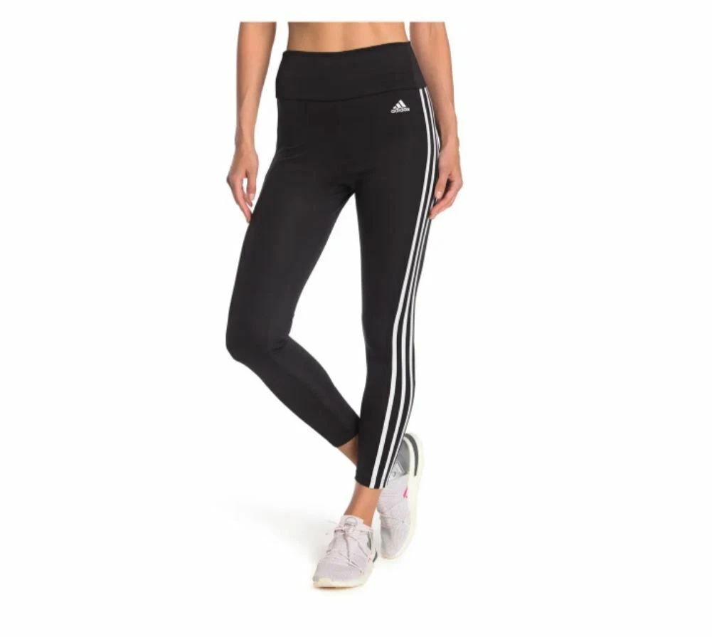 adidas Women's Black/White Design to Move 3S HR 7/8 Sport Legging (GL4040) L