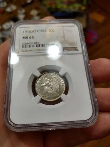 Chile 1916 20 Centavos NGC MS63