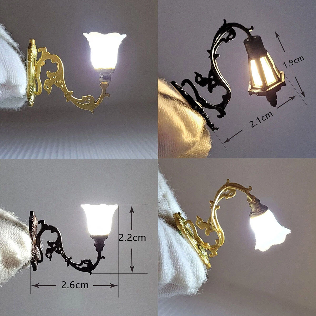 2PC 1 12 Scale Dolls House Street Light Wall Lamp Garden Miniatures Accessories