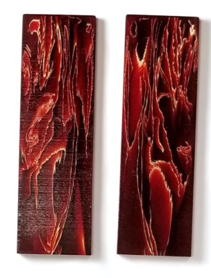 2 pcs. Red Raffir  Stripes .250 Knife Handle Material Scales 1.7''x 3.7'' x 1/4''