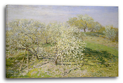 Lein-Wand-Bild Kunstdruck: Claude Monet - Frühling (Apfelbäume in der Blüte) (18