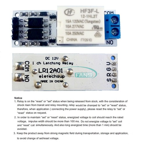 DC12V 10A Magnetic Latching Relay Module Zero Power Hold Bistable Self-locking - Picture 8 of 9