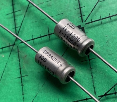 1uF 150v Sprague Axial Electrolytic Capacitor TE1500 30D 105'c Audio 2pcs