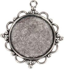 10Pcs Tibetan Antique Silver Flat round Pendant Cabochon Settings 1.18" 30Mm I
