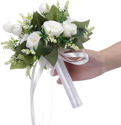Bride & Bridesmaid Wedding Bouquets, Silk Handheld Flower Bouquet for Party
