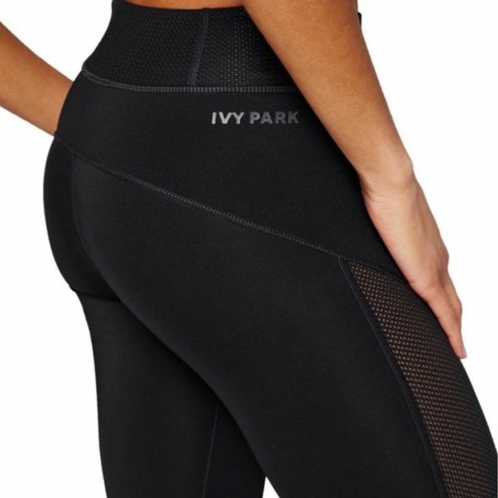 Crop Black Mesh Panel Leggings size 