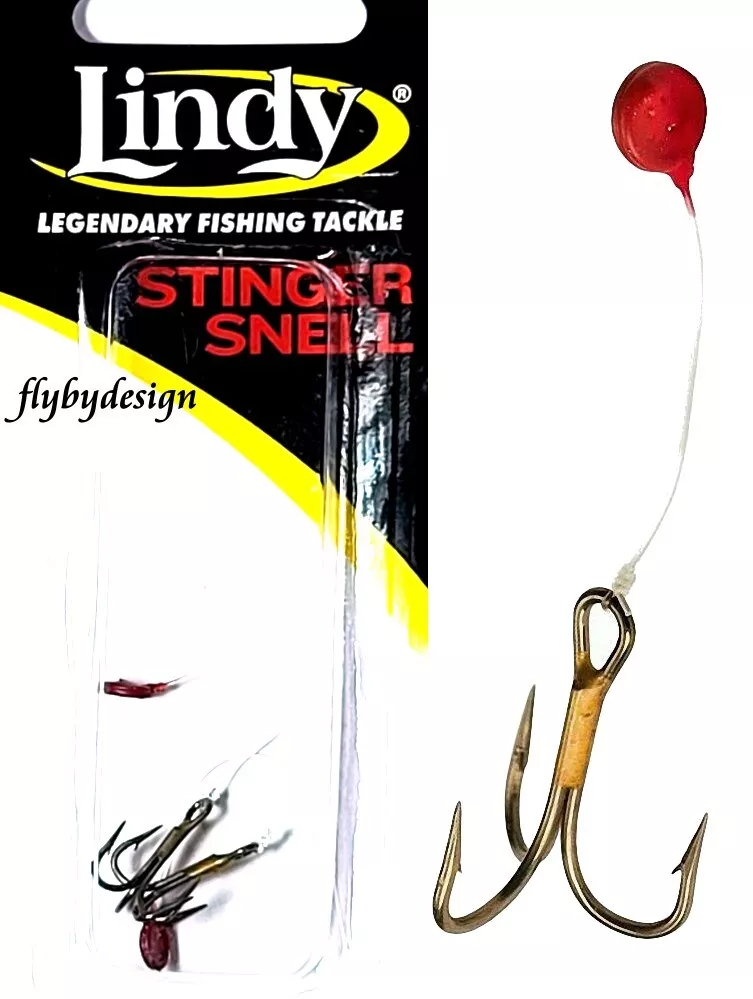 Lindy Snelled Stinger Size 10 Hooks - 2 Sharp Treble Fishing Hooks per  package