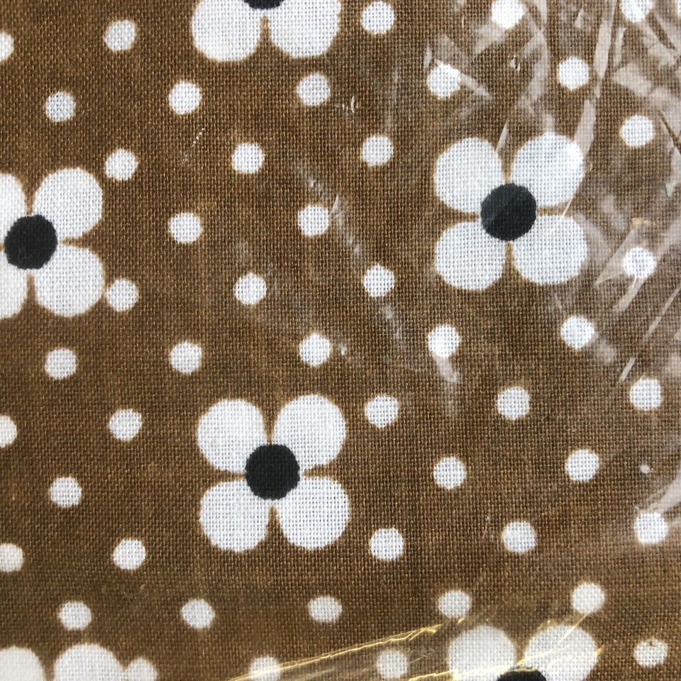 Vintage Fieldcrest King Size Pillowcases Polka Dot Flower Brown Mid