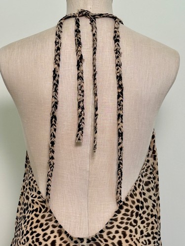 VICTORIA'S SECRET maxi SWIM COVERUP dress ANIMAL PRINT halter OPEN BACK sz S - Picture 6 of 11